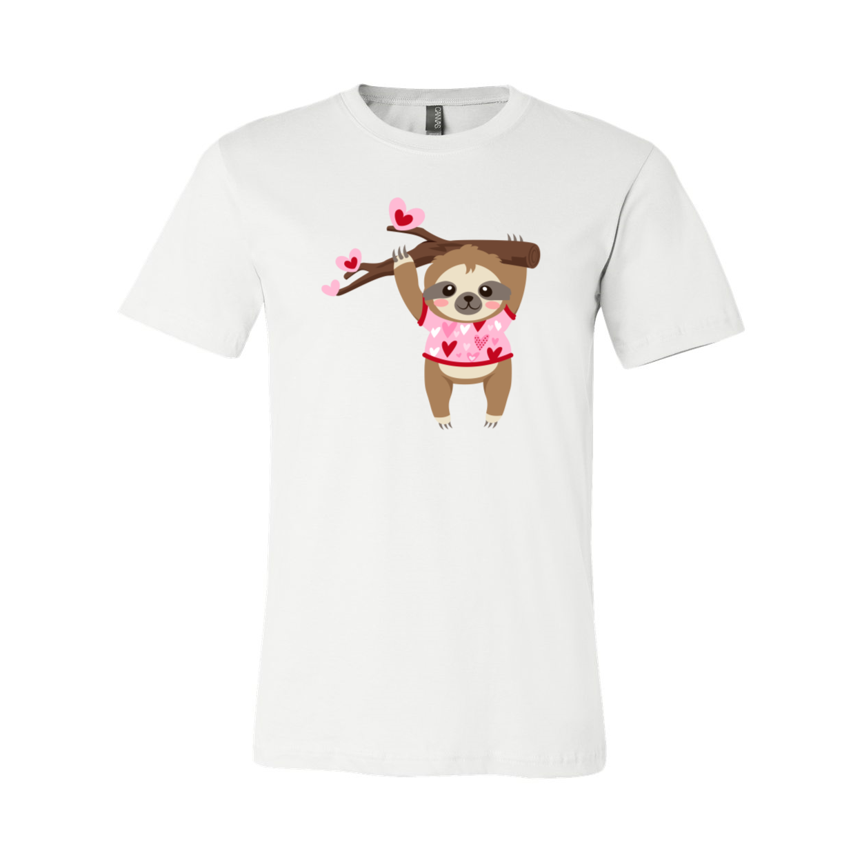 A comfortable unisex Valentine Sloth Shirt featuring a cute sloth design, available in multiple colors.