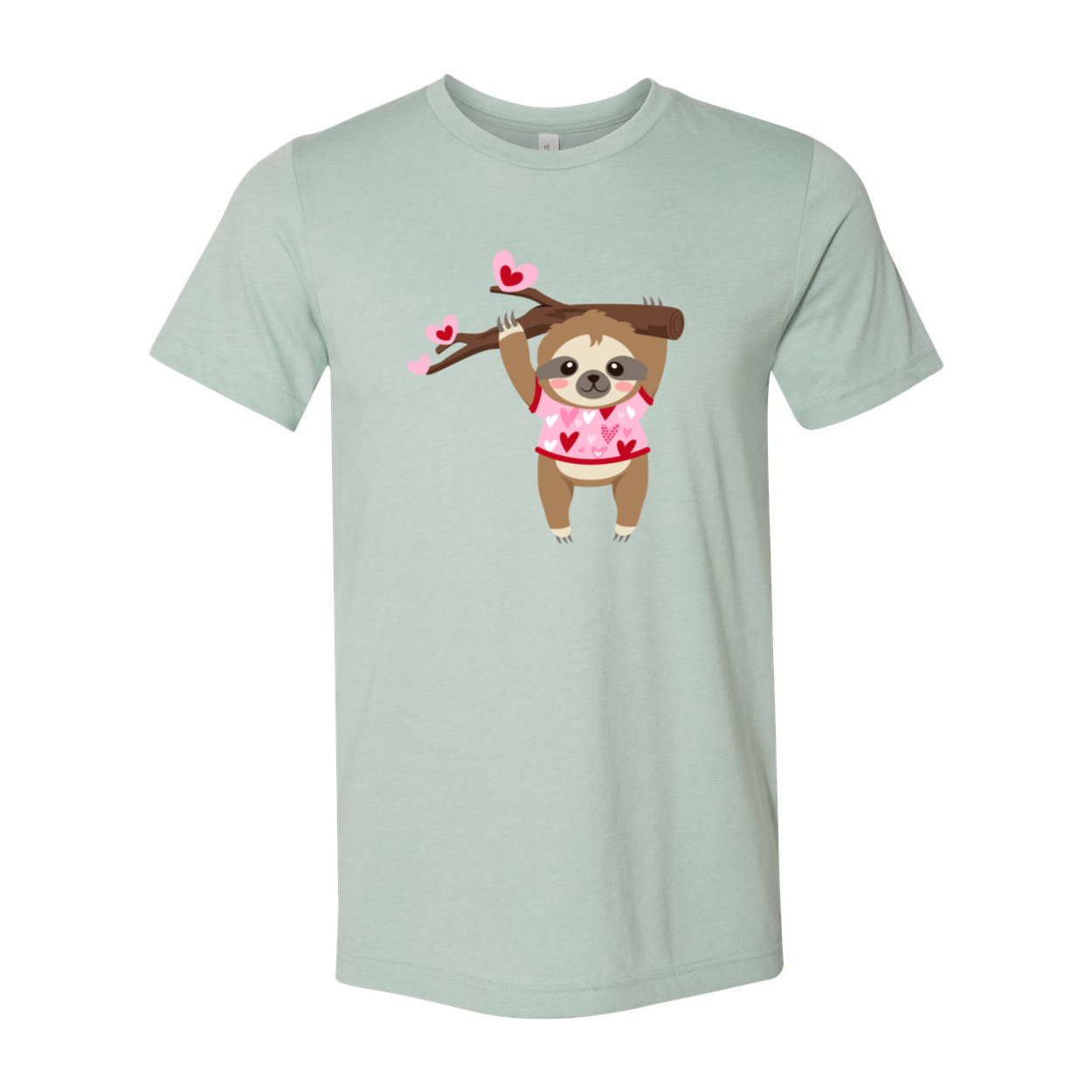 A comfortable unisex Valentine Sloth Shirt featuring a cute sloth design, available in multiple colors.