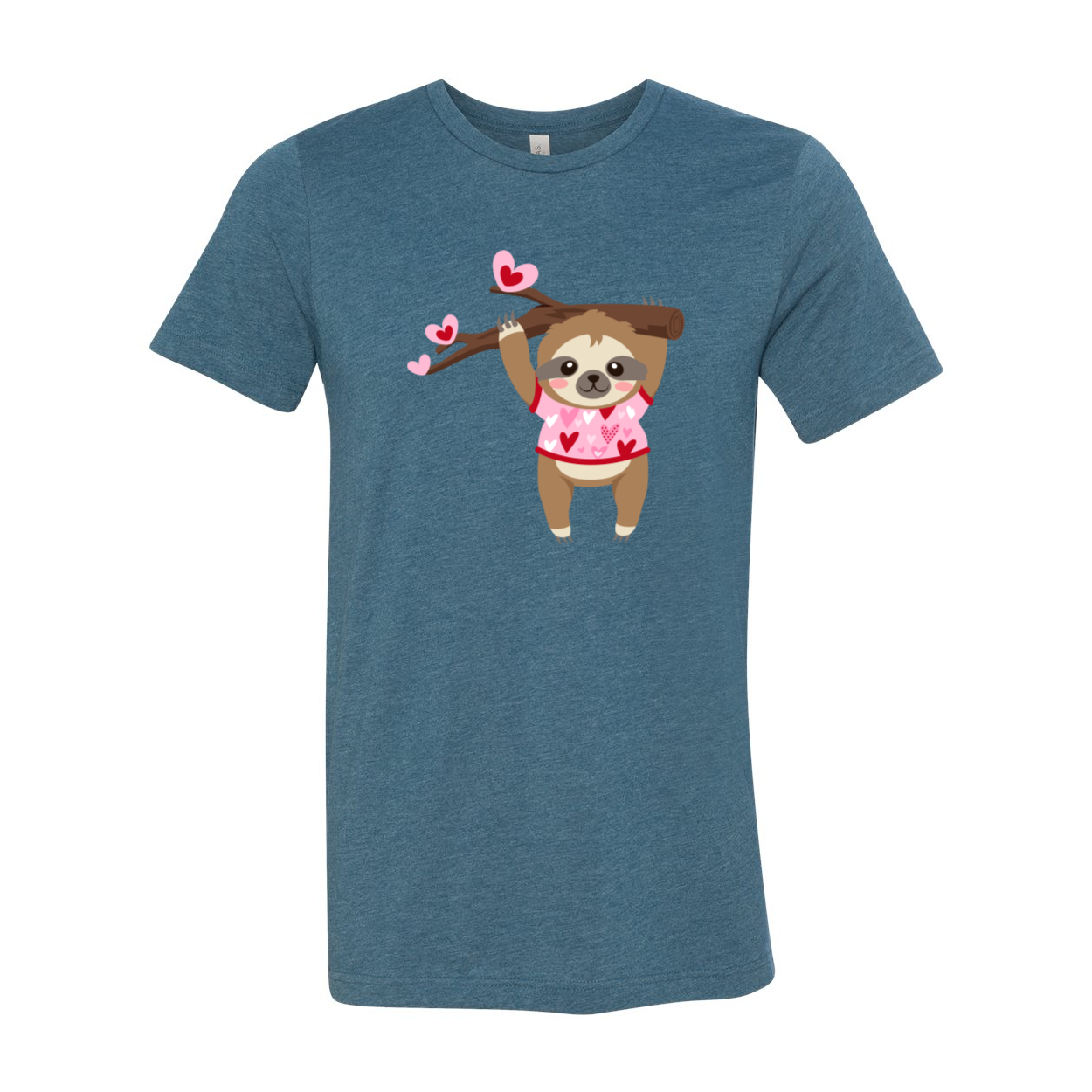 A comfortable unisex Valentine Sloth Shirt featuring a cute sloth design, available in multiple colors.