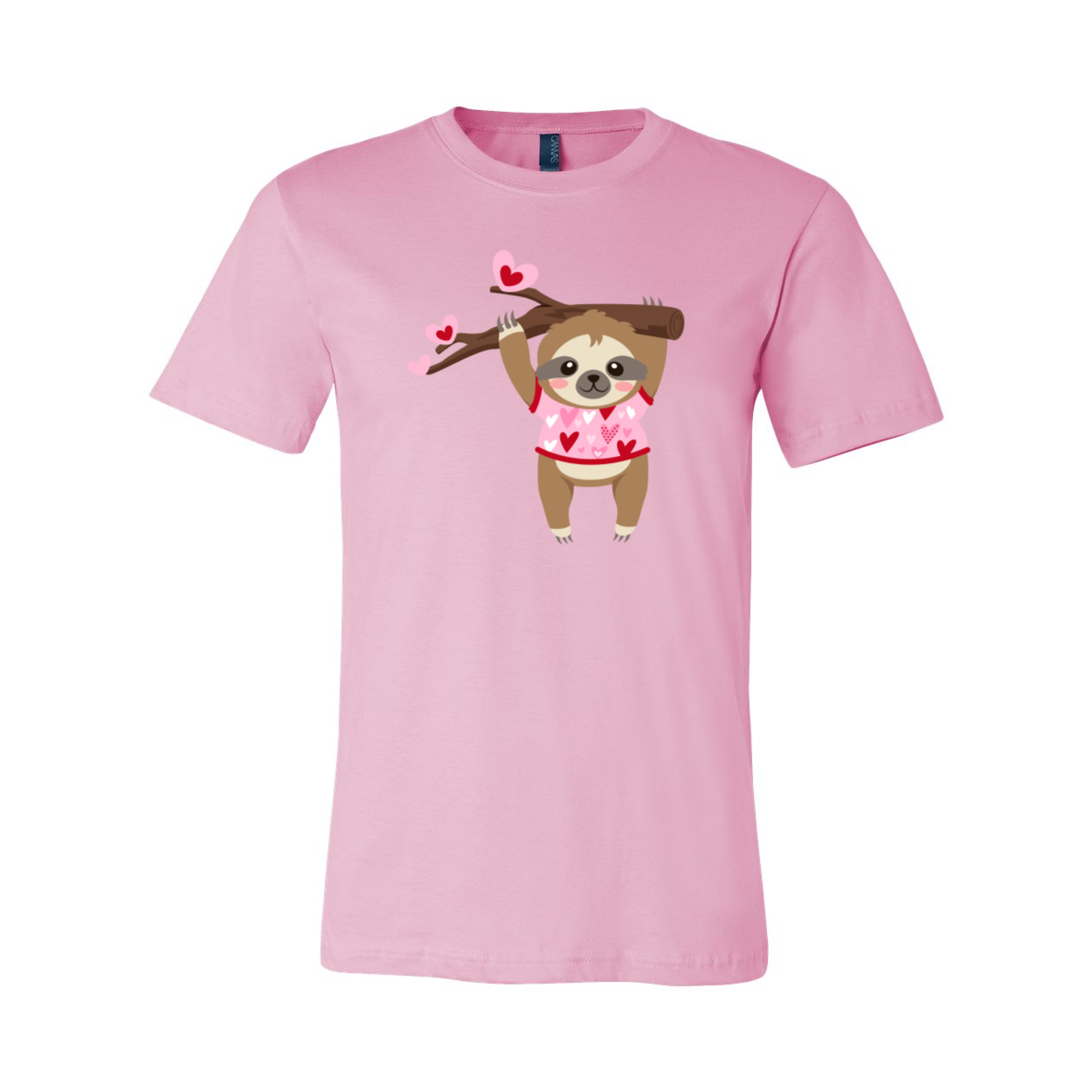 A comfortable unisex Valentine Sloth Shirt featuring a cute sloth design, available in multiple colors.