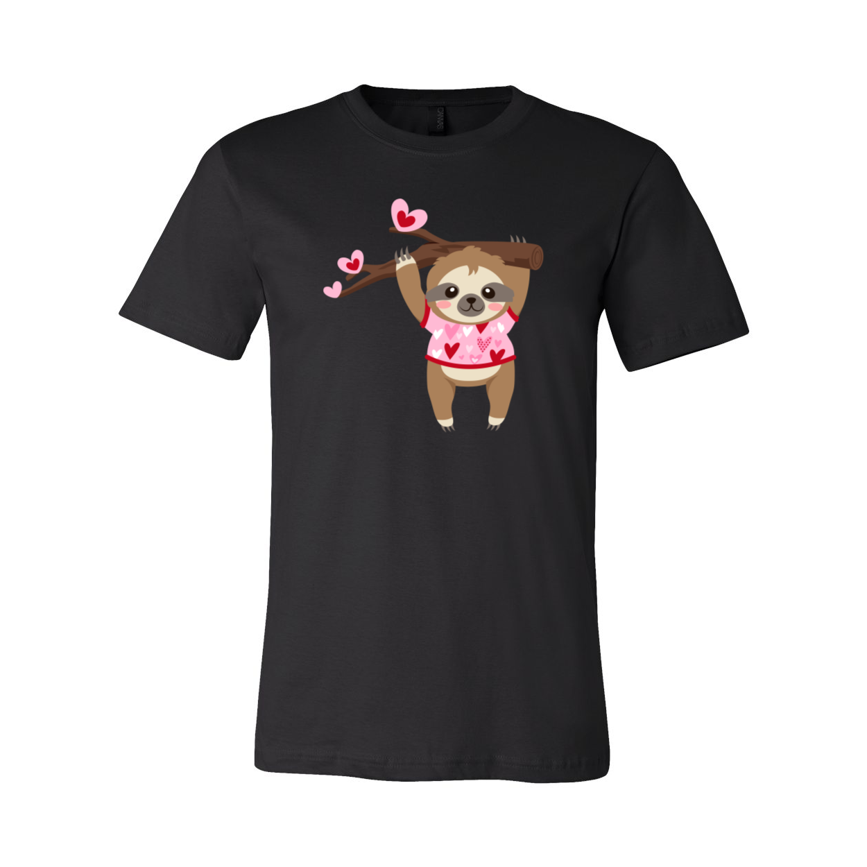 A comfortable unisex Valentine Sloth Shirt featuring a cute sloth design, available in multiple colors.