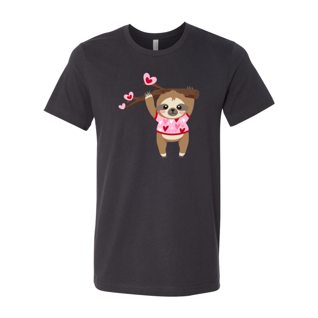 A comfortable unisex Valentine Sloth Shirt featuring a cute sloth design, available in multiple colors.