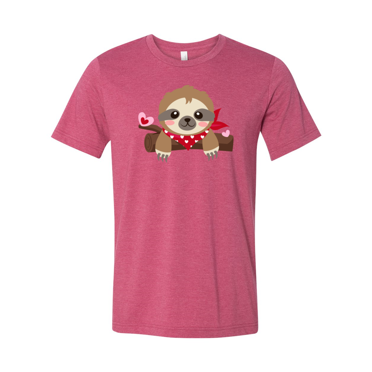 A comfortable unisex Valentine Sloth Shirt in various colors, featuring a cute sloth design, perfect for casual wear.