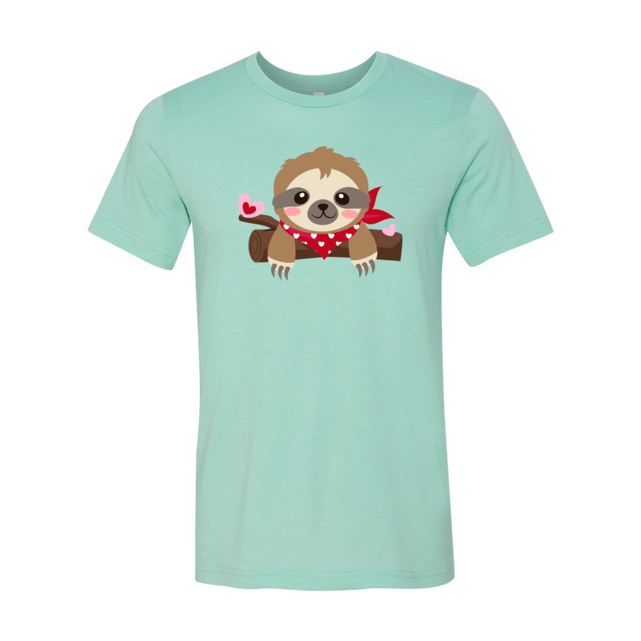 A comfortable unisex Valentine Sloth Shirt in various colors, featuring a cute sloth design, perfect for casual wear.