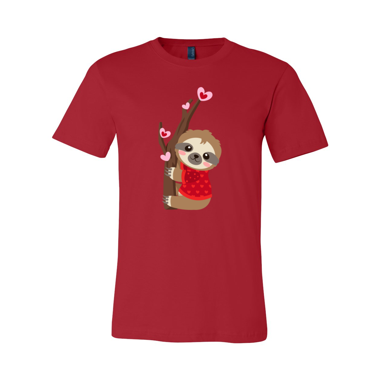 A cozy unisex Valentine Sloth Shirt in various colors, featuring a playful sloth design, perfect for Valentine's Day.