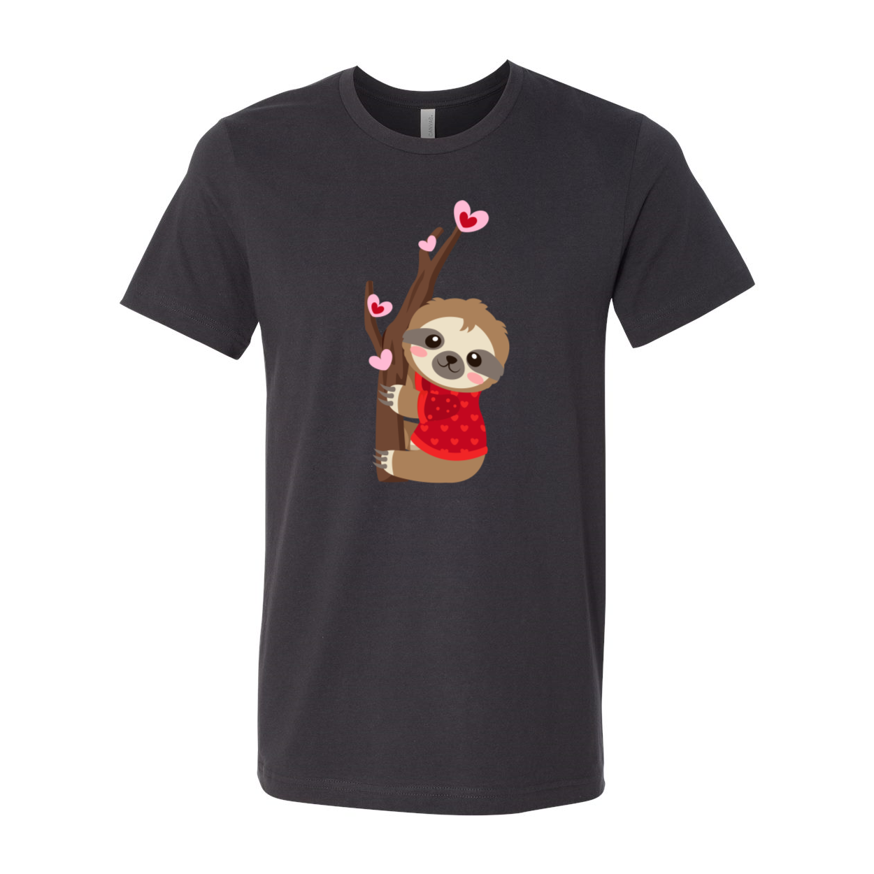 A cozy unisex Valentine Sloth Shirt in various colors, featuring a playful sloth design, perfect for Valentine's Day.