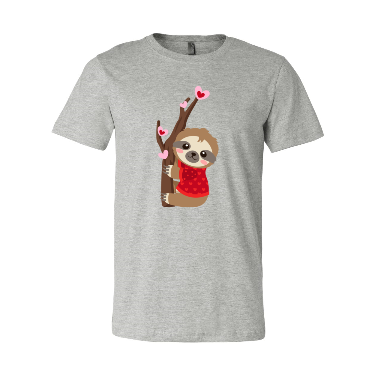 A cozy unisex Valentine Sloth Shirt in various colors, featuring a playful sloth design, perfect for Valentine's Day.