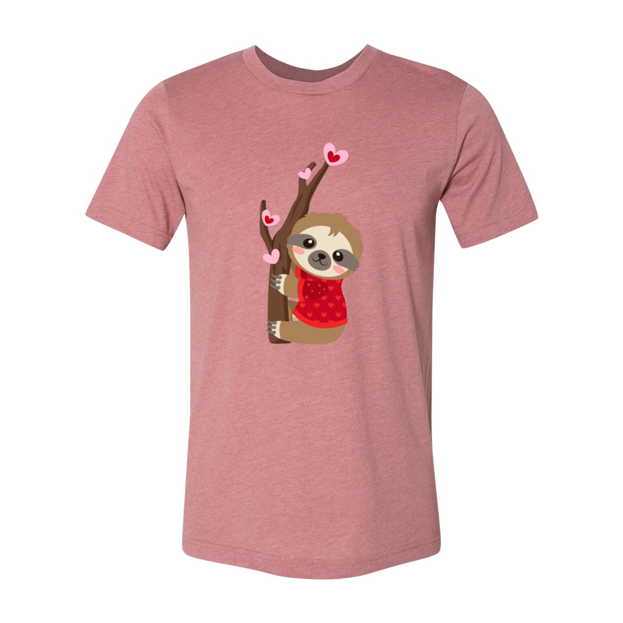 A cozy unisex Valentine Sloth Shirt in various colors, featuring a playful sloth design, perfect for Valentine's Day.