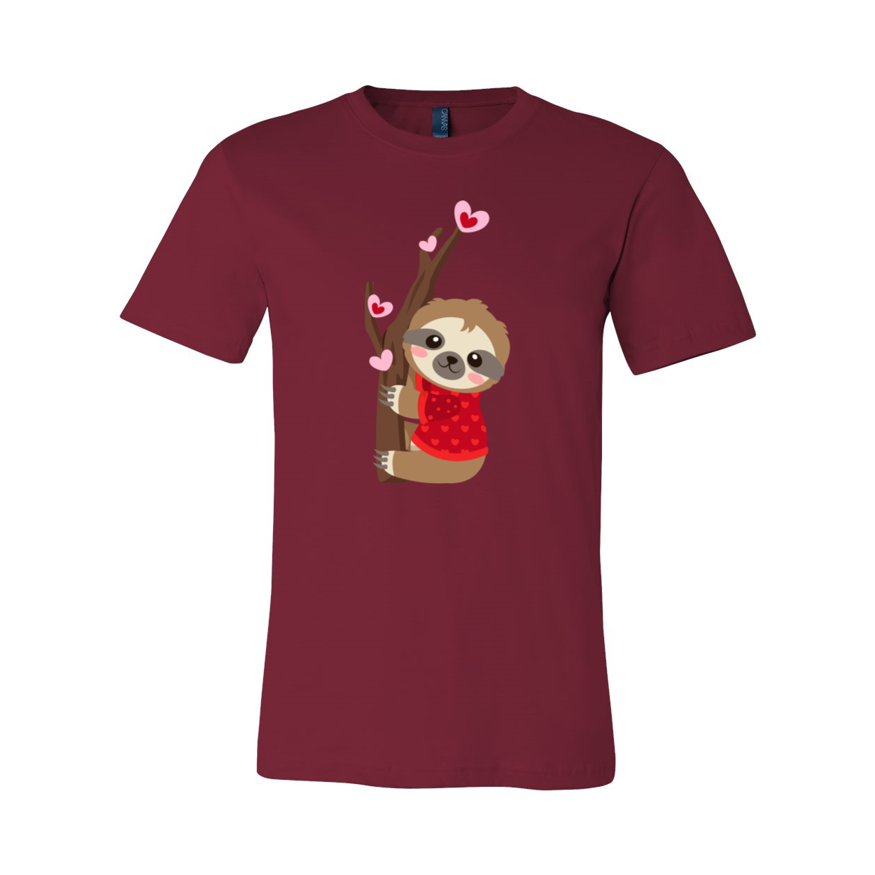 A cozy unisex Valentine Sloth Shirt in various colors, featuring a playful sloth design, perfect for Valentine's Day.