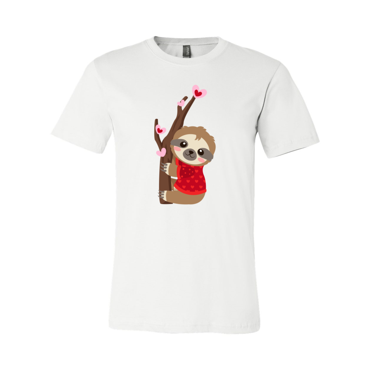 A cozy unisex Valentine Sloth Shirt in various colors, featuring a playful sloth design, perfect for Valentine's Day.