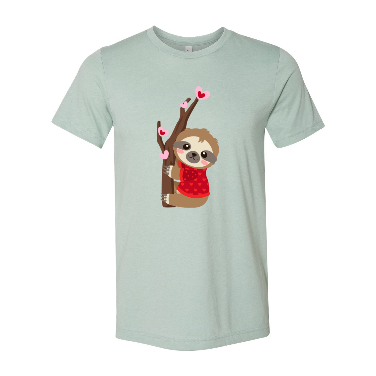 A cozy unisex Valentine Sloth Shirt in various colors, featuring a playful sloth design, perfect for Valentine's Day.