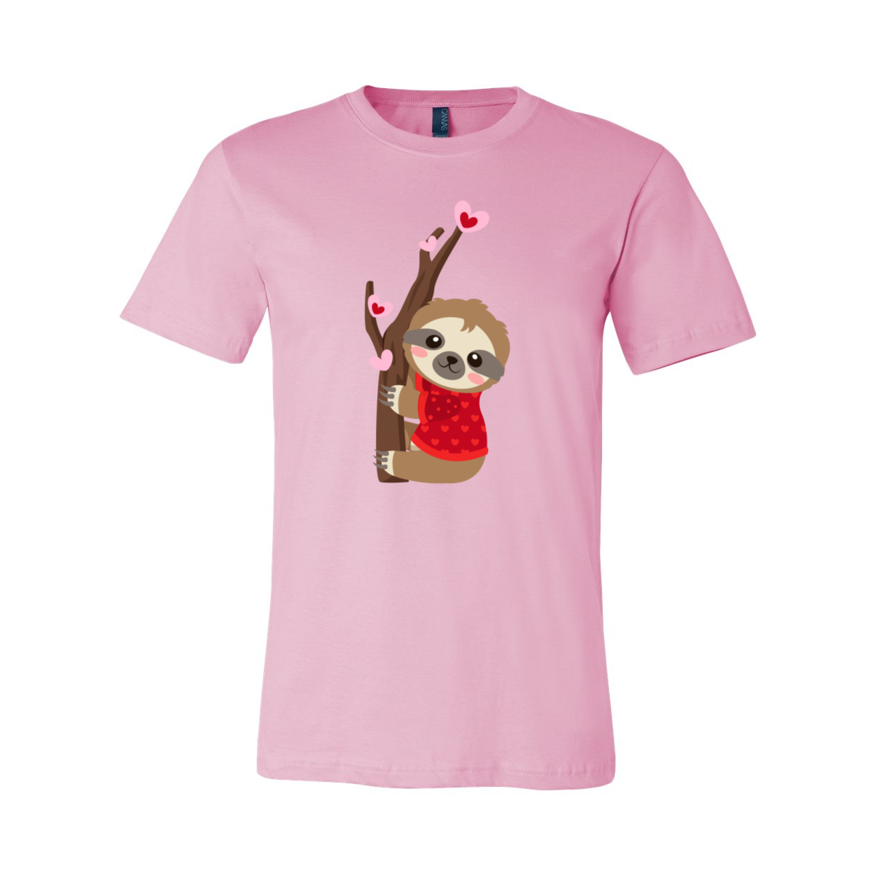 A cozy unisex Valentine Sloth Shirt in various colors, featuring a playful sloth design, perfect for Valentine's Day.