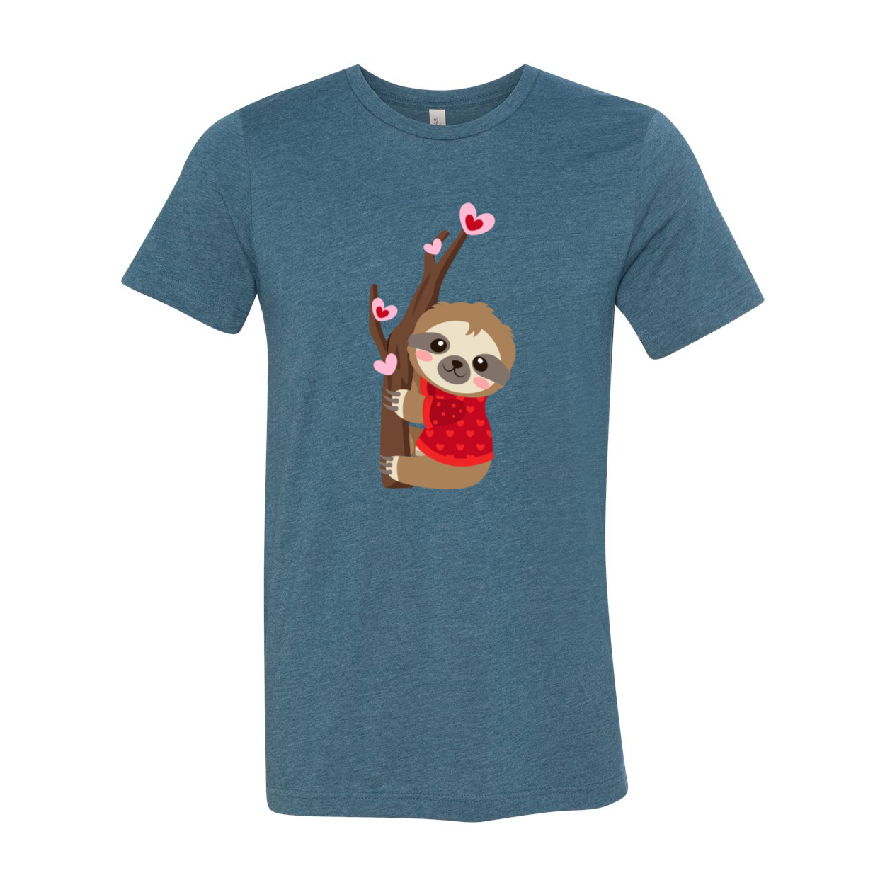 A cozy unisex Valentine Sloth Shirt in various colors, featuring a playful sloth design, perfect for Valentine's Day.