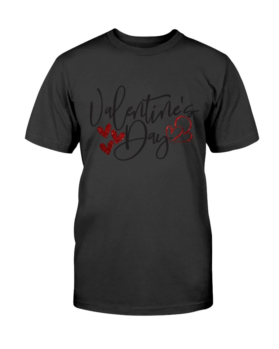 A unisex Valentine's Day shirt in various colors, showcasing its soft fabric and classic crew neck design.