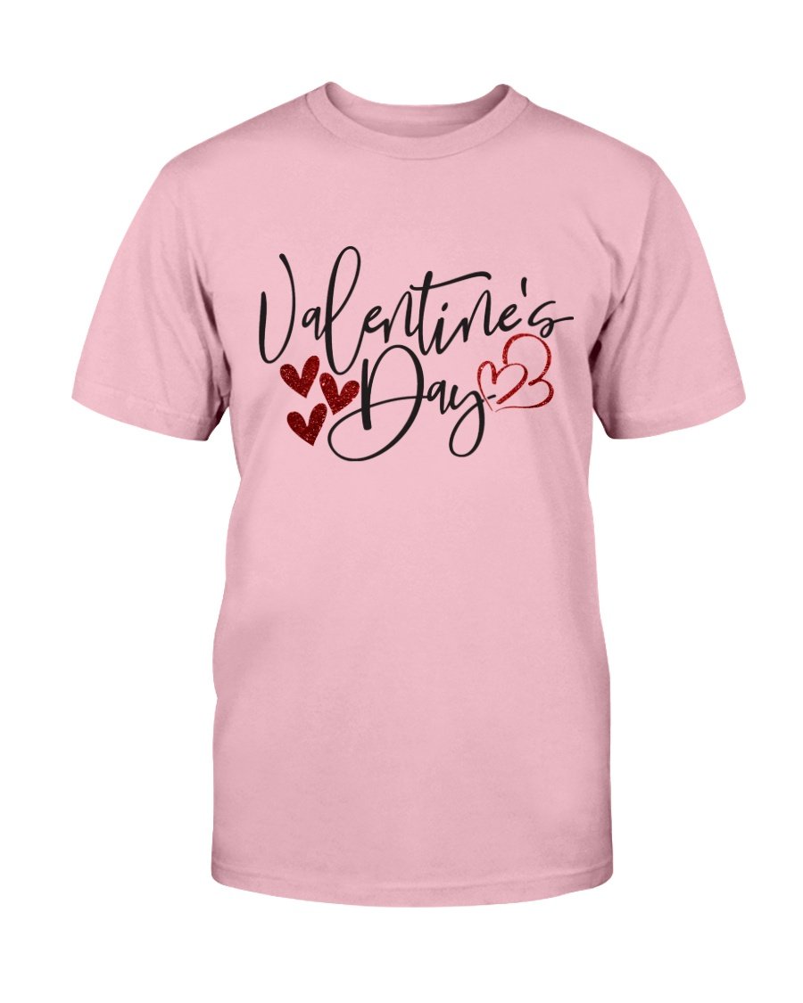 A unisex Valentine's Day shirt in various colors, showcasing its soft fabric and classic crew neck design.