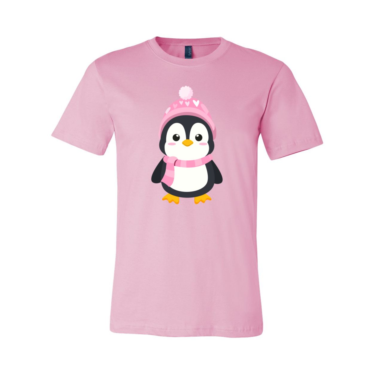 A unisex Valentines Penguin Shirt featuring a cute penguin design, made from soft ring spun cotton, available in various colors.