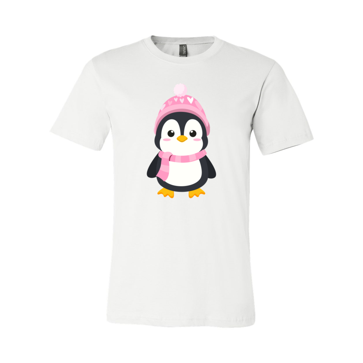 A unisex Valentines Penguin Shirt featuring a cute penguin design, made from soft ring spun cotton, available in various colors.