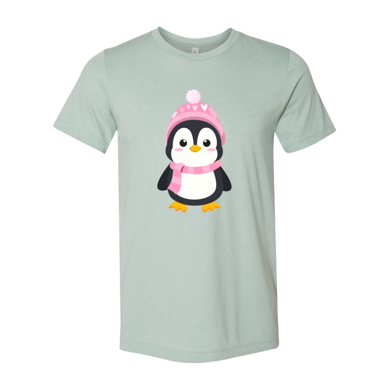 A unisex Valentines Penguin Shirt featuring a cute penguin design, made from soft ring spun cotton, available in various colors.