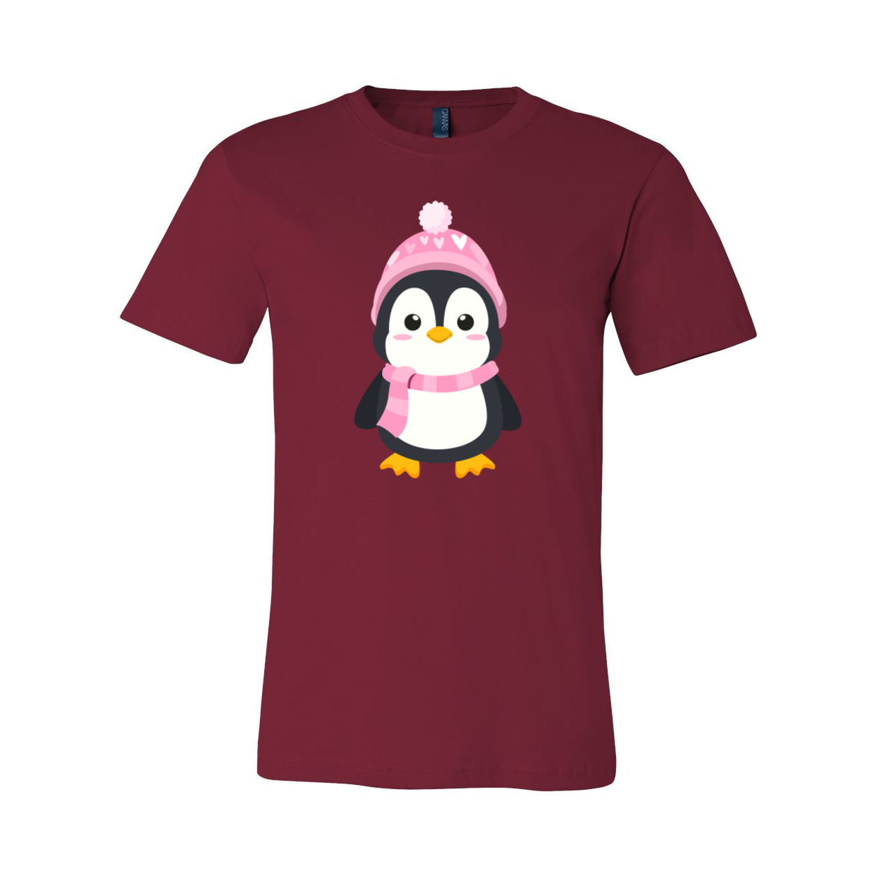 A unisex Valentines Penguin Shirt featuring a cute penguin design, made from soft ring spun cotton, available in various colors.