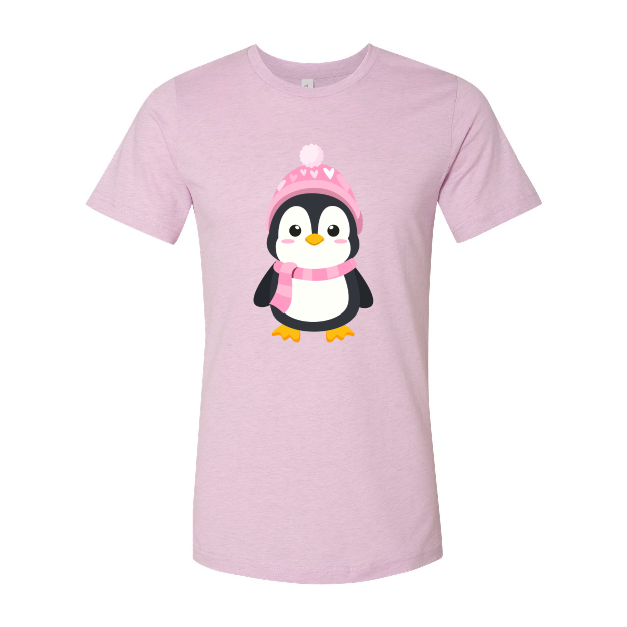 A unisex Valentines Penguin Shirt featuring a cute penguin design, made from soft ring spun cotton, available in various colors.