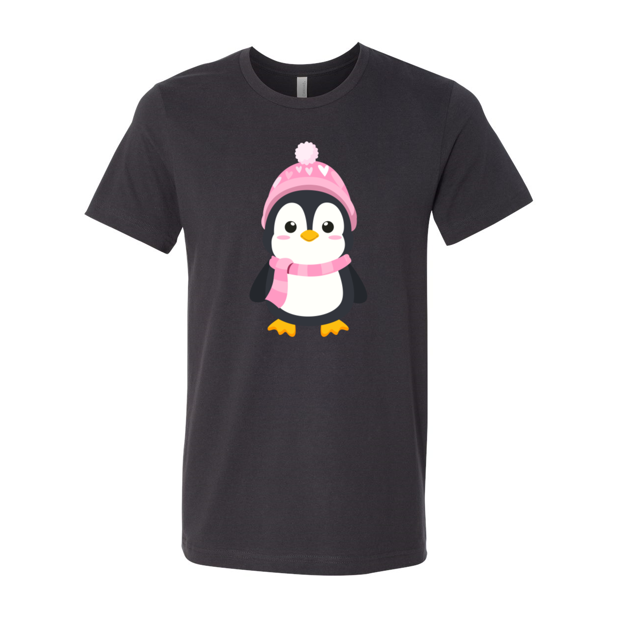 A unisex Valentines Penguin Shirt featuring a cute penguin design, made from soft ring spun cotton, available in various colors.