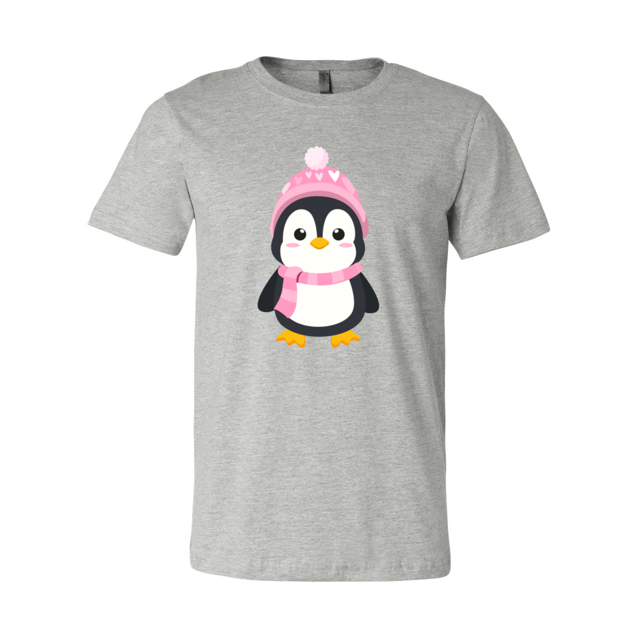 A unisex Valentines Penguin Shirt featuring a cute penguin design, made from soft ring spun cotton, available in various colors.