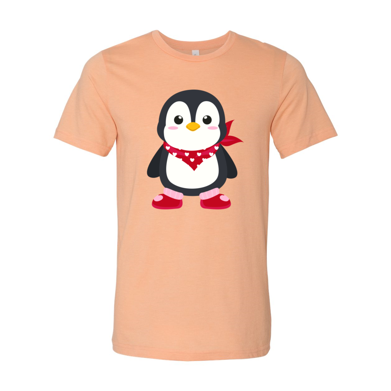 A unisex Valentines Penguin Shirt featuring a cute penguin design, made from soft ring spun cotton, available in various colors.