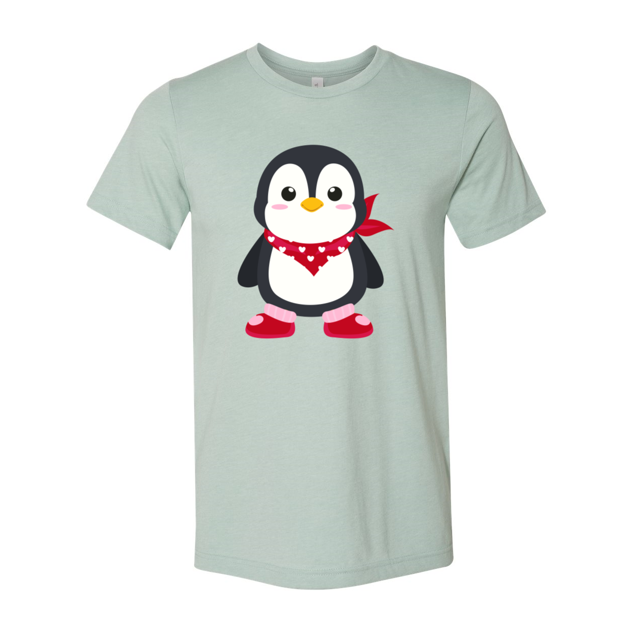 A unisex Valentines Penguin Shirt featuring a cute penguin design, made from soft ring spun cotton, available in various colors.