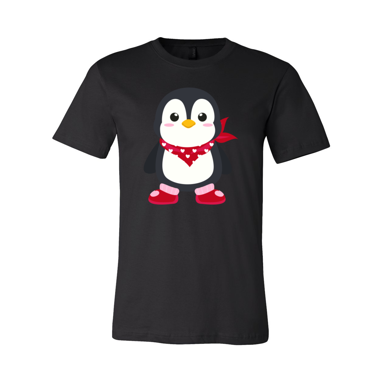 A unisex Valentines Penguin Shirt featuring a cute penguin design, made from soft ring spun cotton, available in various colors.