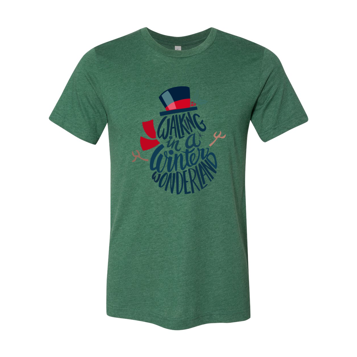 A cozy unisex T-shirt in winter-themed design, showcasing vibrant colors and soft fabric, perfect for winter wear.