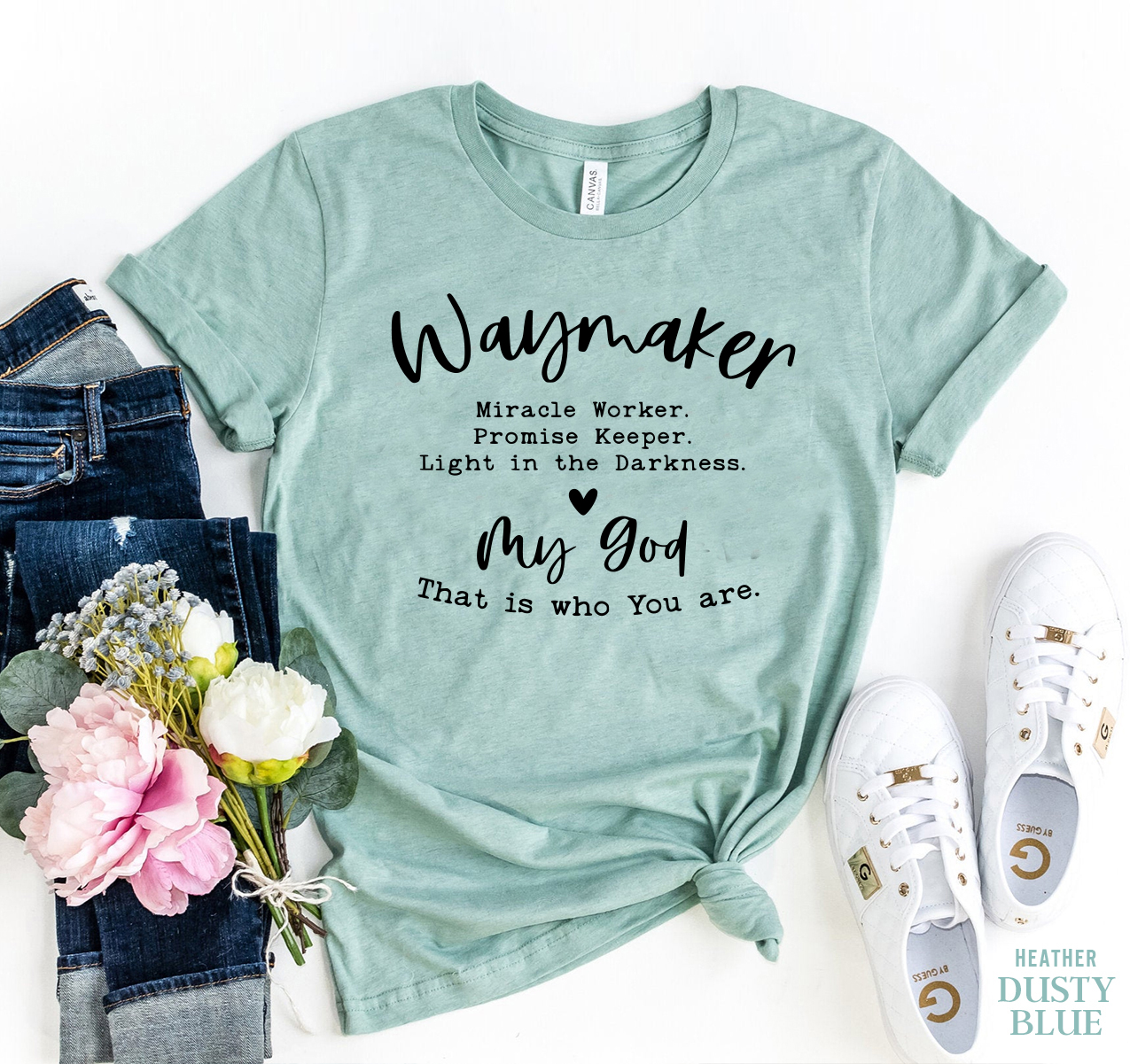 Waymaker T-shirt made of premium ring spun cotton, featuring a soft feel and high-quality flex print design.