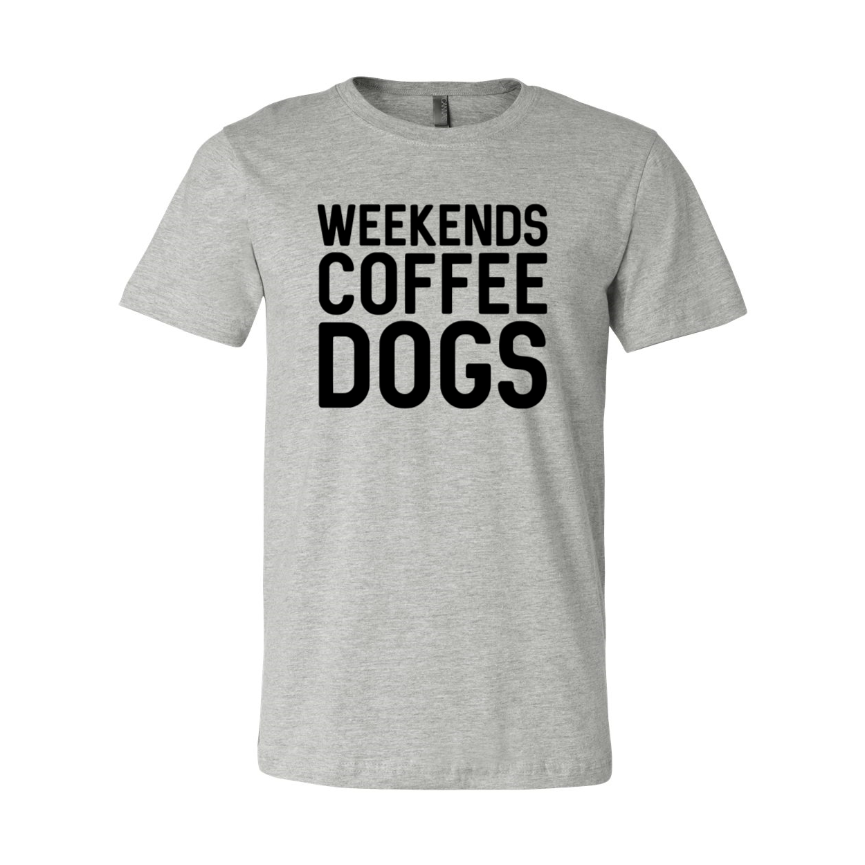 A comfortable unisex T-shirt featuring a fun coffee and dogs design, available in multiple colors.