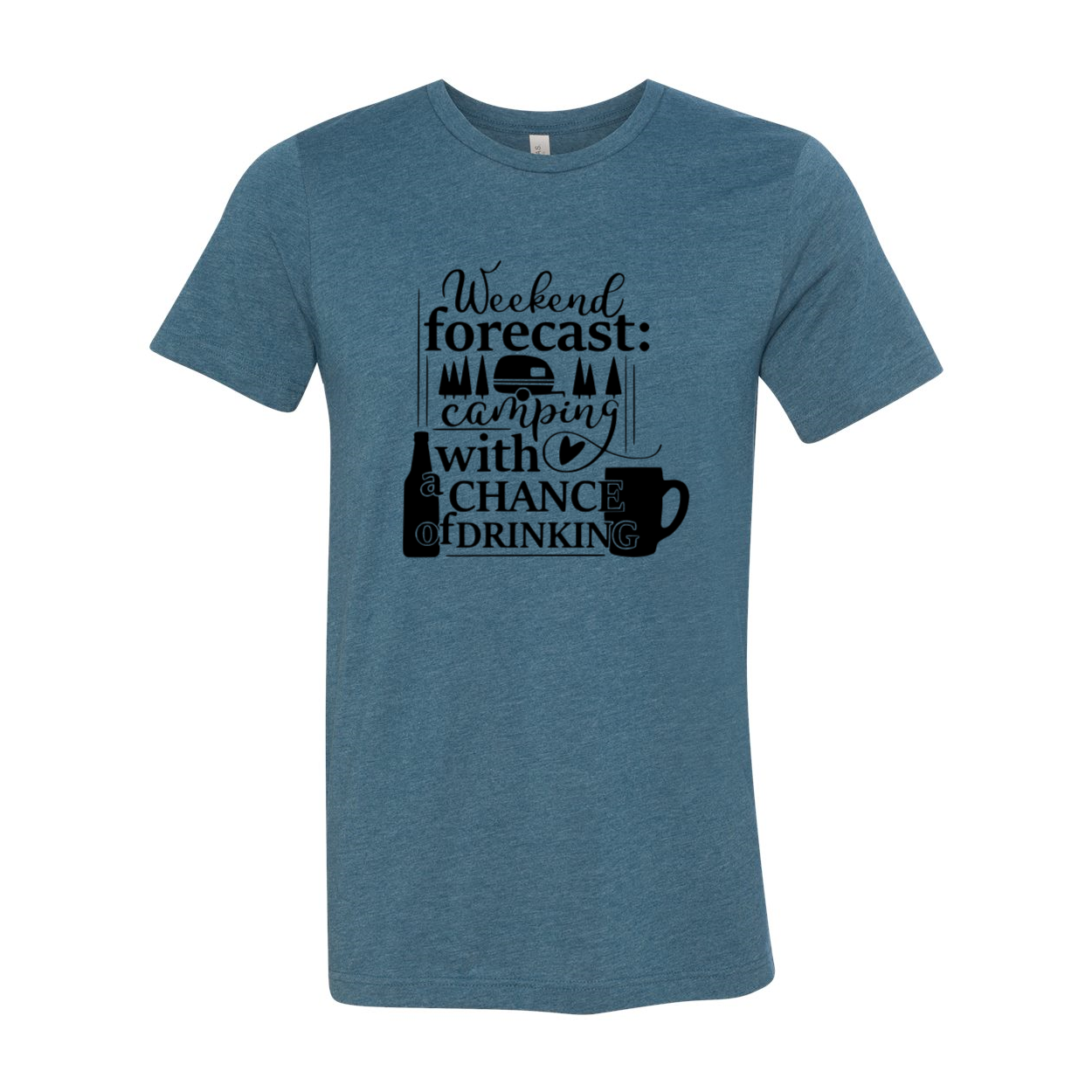 Unisex T-shirt featuring a humorous camping design, made from soft ring spun cotton, available in multiple colors.