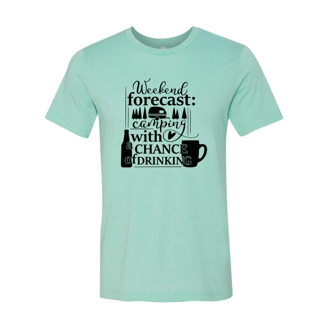 Unisex T-shirt featuring a humorous camping design, made from soft ring spun cotton, available in multiple colors.