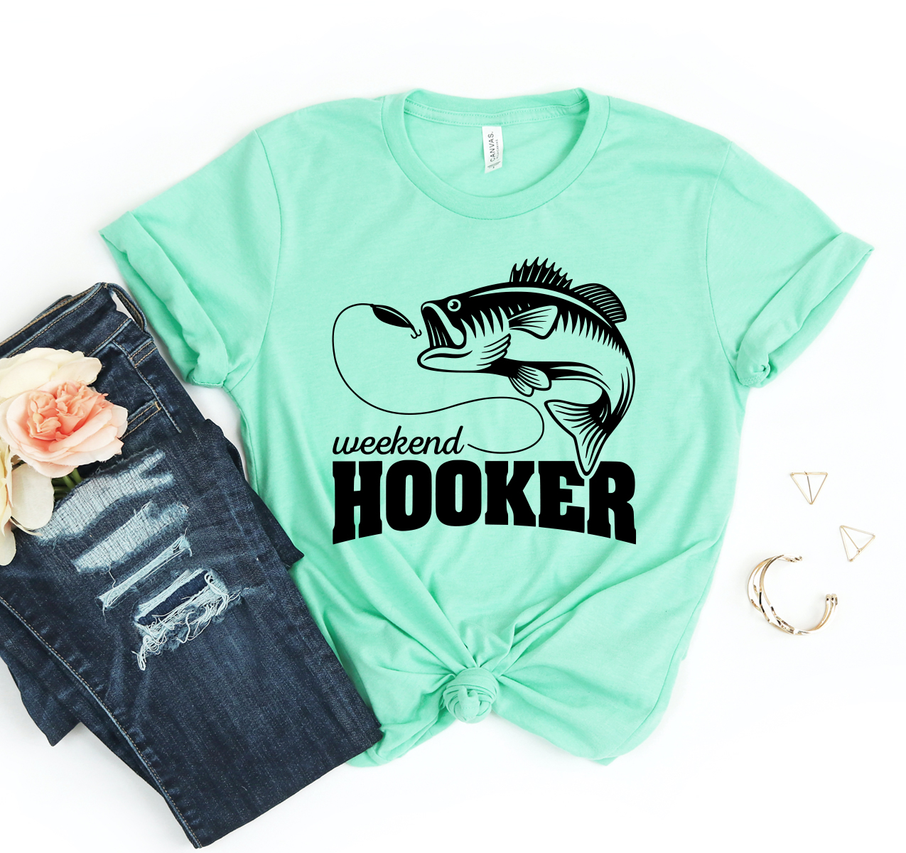 Weekend Hooker T-shirt displayed on a mannequin, showcasing its unisex design and soft fabric.