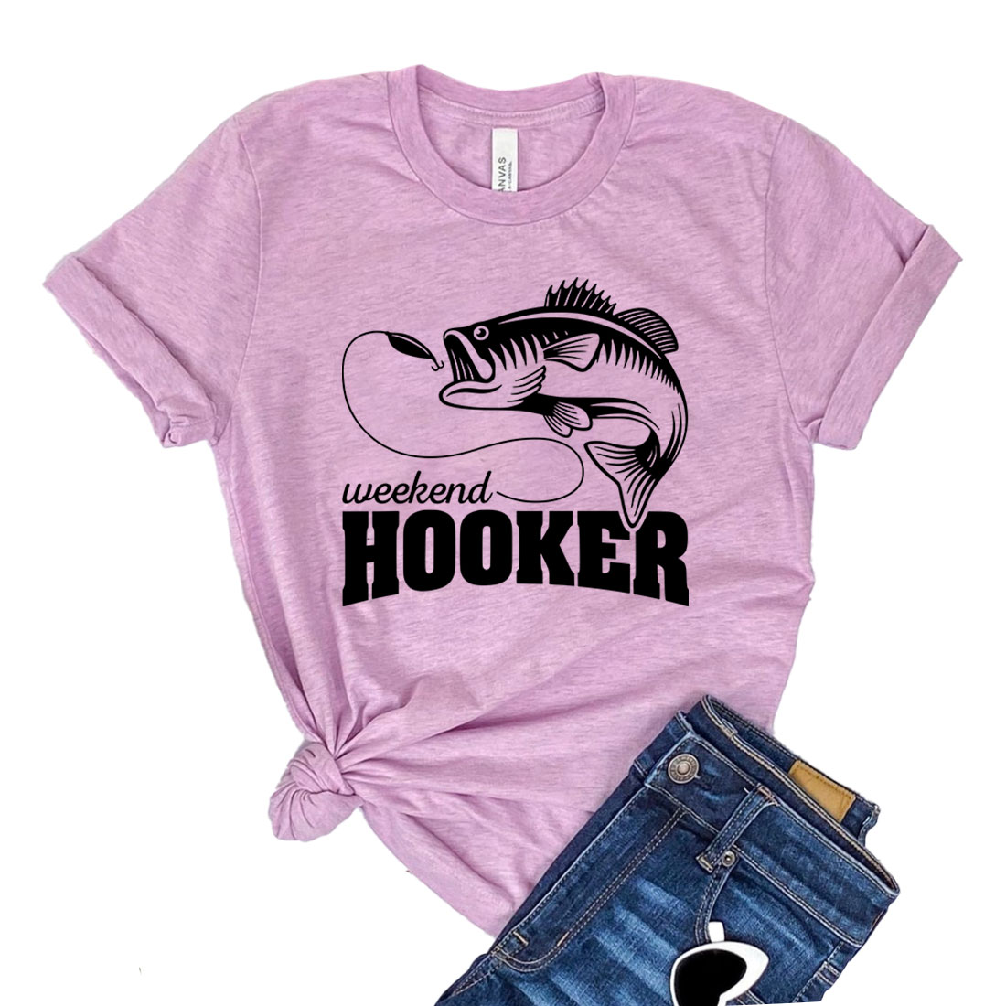 Weekend Hooker T-shirt displayed on a mannequin, showcasing its classic unisex design and soft fabric.