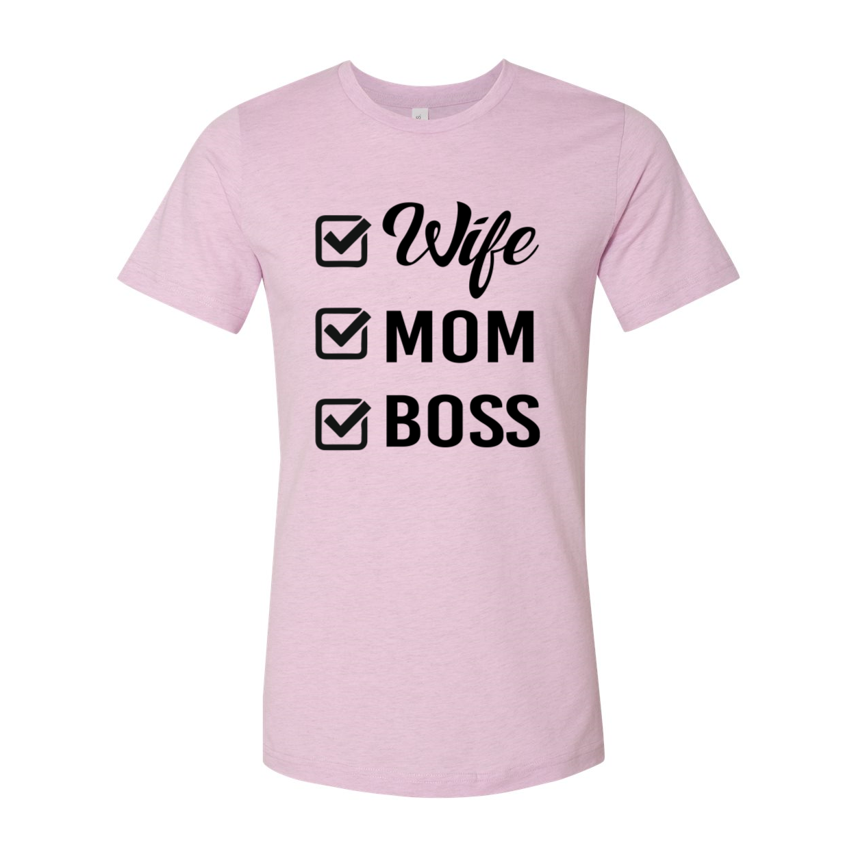 Wife Mom Boss Shirt displayed in multiple colors, showcasing its soft fabric and stylish design.