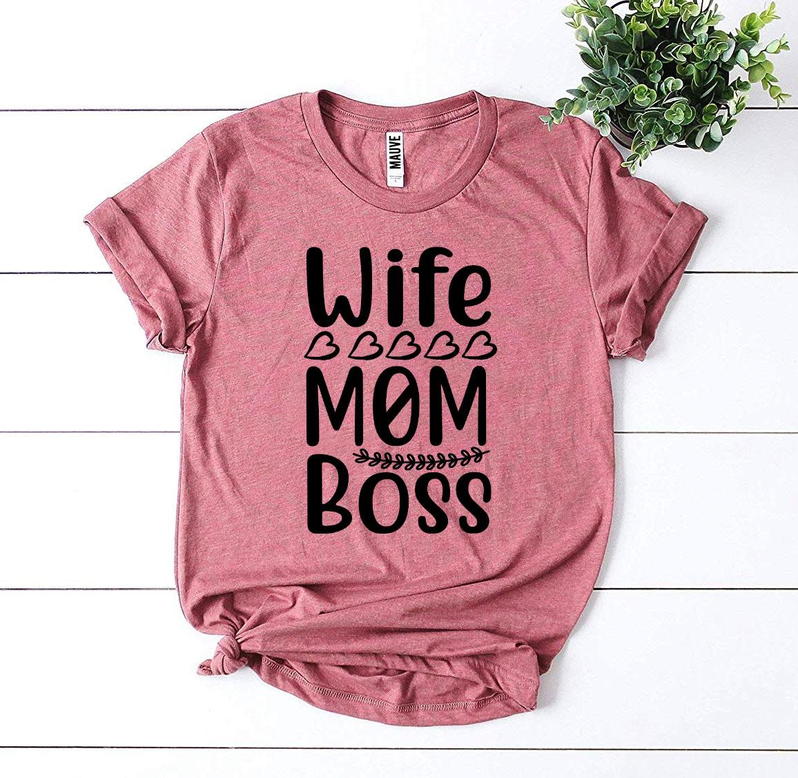 Wife Mom Boss T-shirt made of premium ring spun cotton with a stylish design and soft textile flex print.