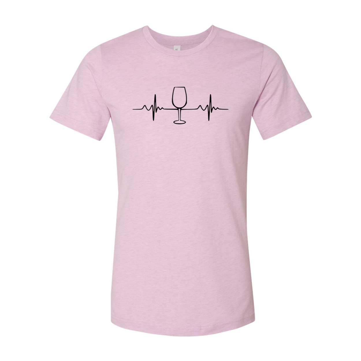 A unisex Wine Heartbeat Shirt made from soft ring spun cotton, featuring a stylish heartbeat graphic related to wine, available in multiple colors.