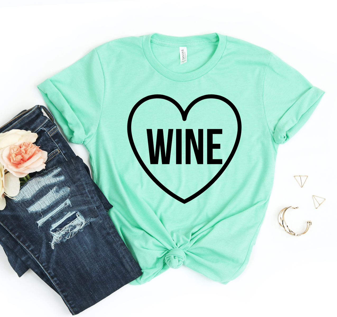 A stylish unisex Wine Love T-shirt made from soft cotton, featuring a trendy wine-themed design.