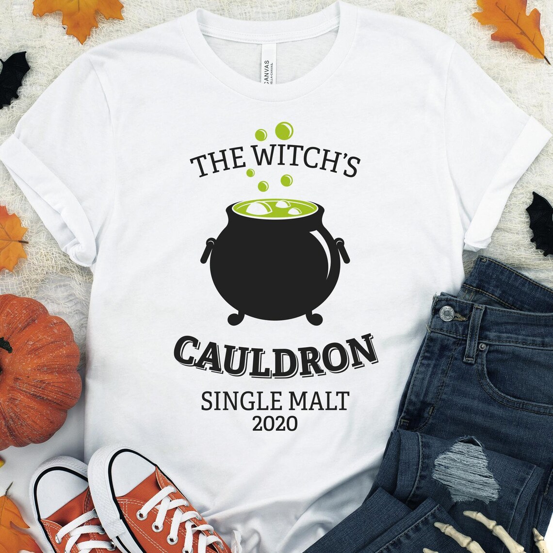 Witch Halloween T-shirt made of premium ring spun cotton with a vibrant design, perfect for Halloween celebrations.