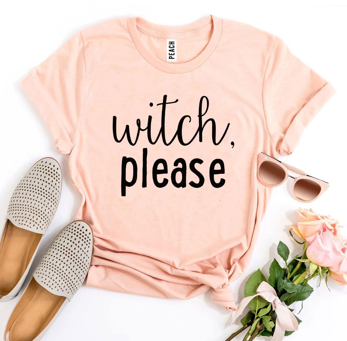 Witch Please T-shirt made of soft ring spun cotton with a stylish design, available in various sizes.