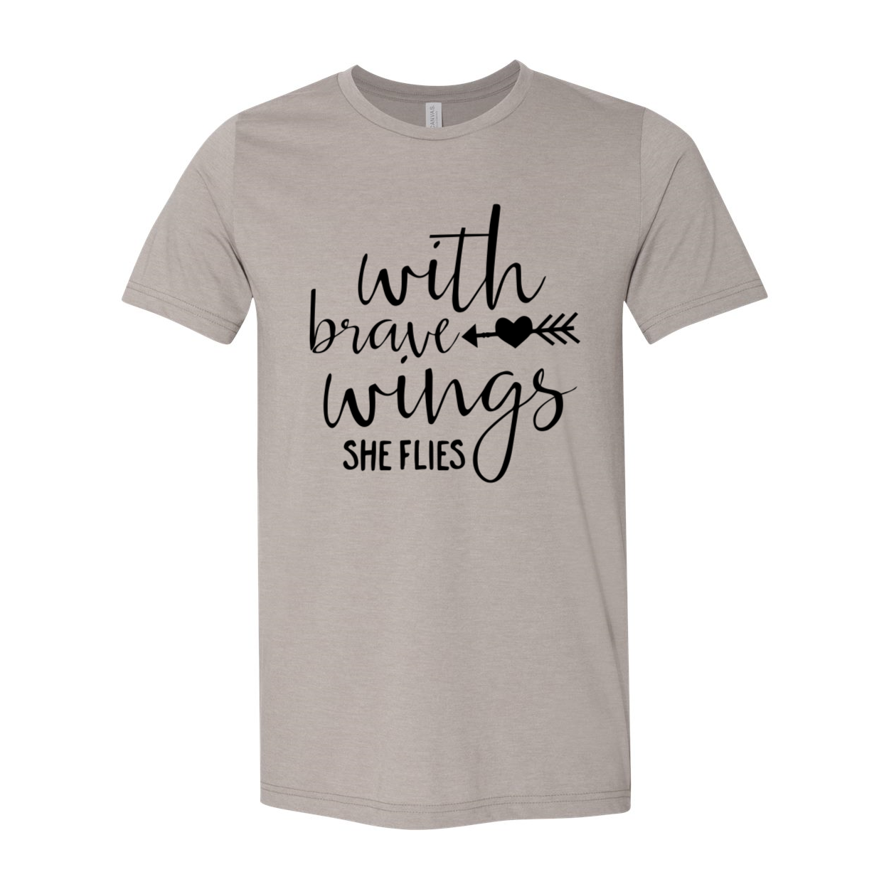 With Brave Wings She Flies T-shirt in various colors, showcasing its soft fabric and unisex design.