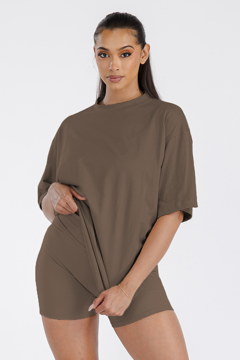 Womens Boyfriend Oversized Drop Shoulder Tee in soft cotton, showcasing its relaxed fit and stylish design.