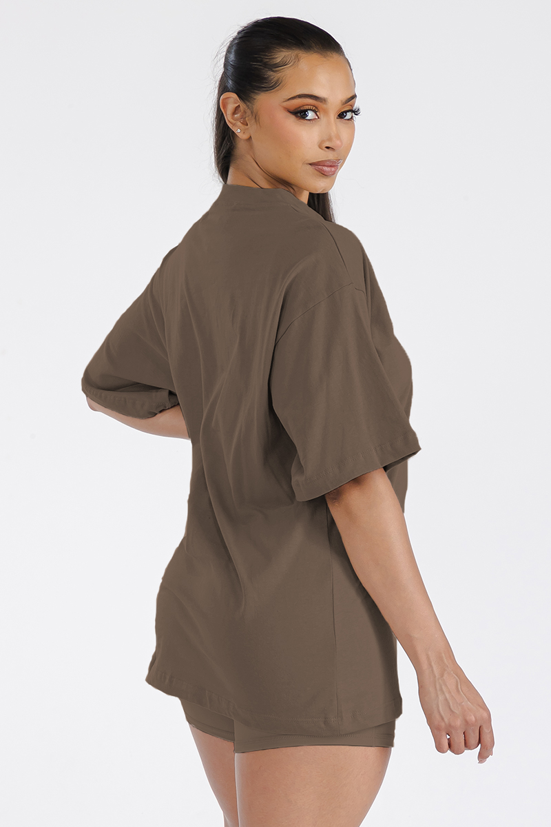 Womens Boyfriend Oversized Drop Shoulder Tee in soft cotton, showcasing its relaxed fit and stylish design.