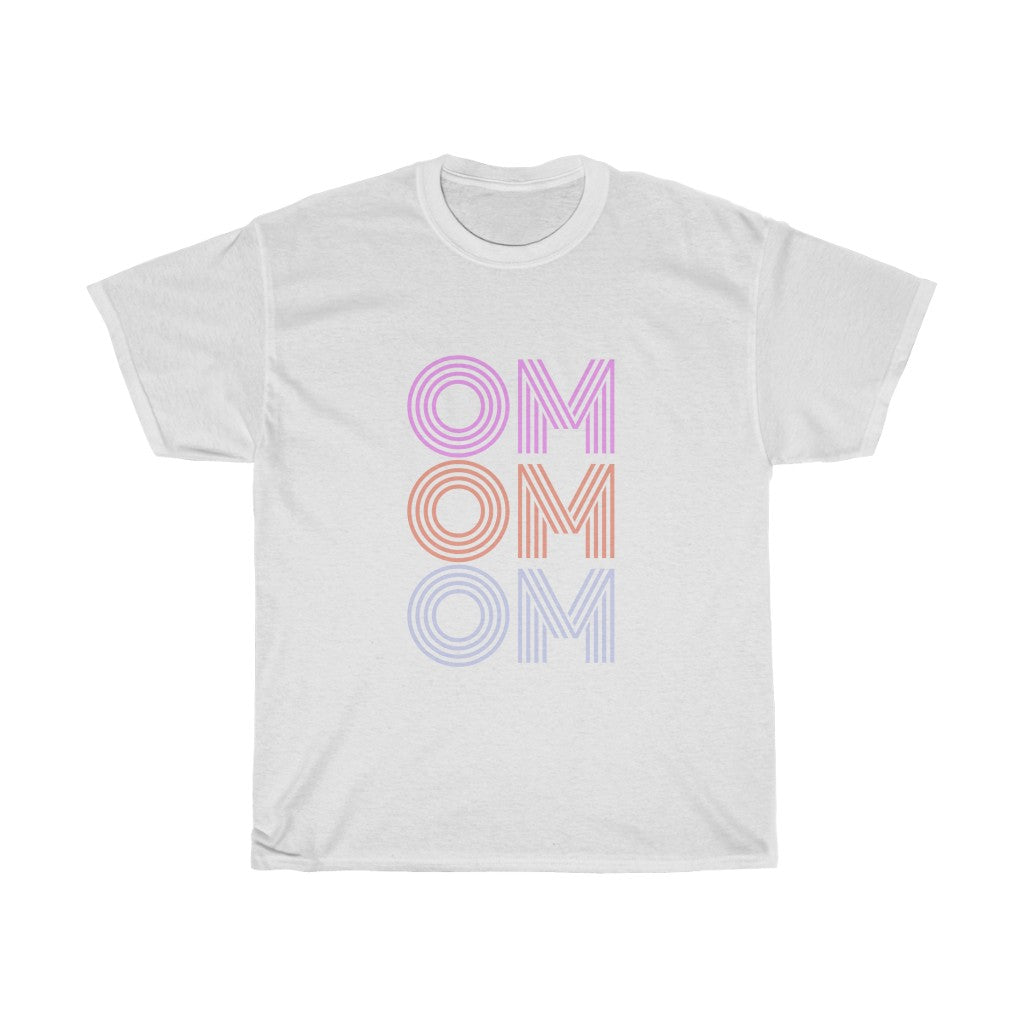 Womens OM Yoga T-Shirt made from heavy cotton, featuring a classic fit and stylish OM design, perfect for yoga and lounging.