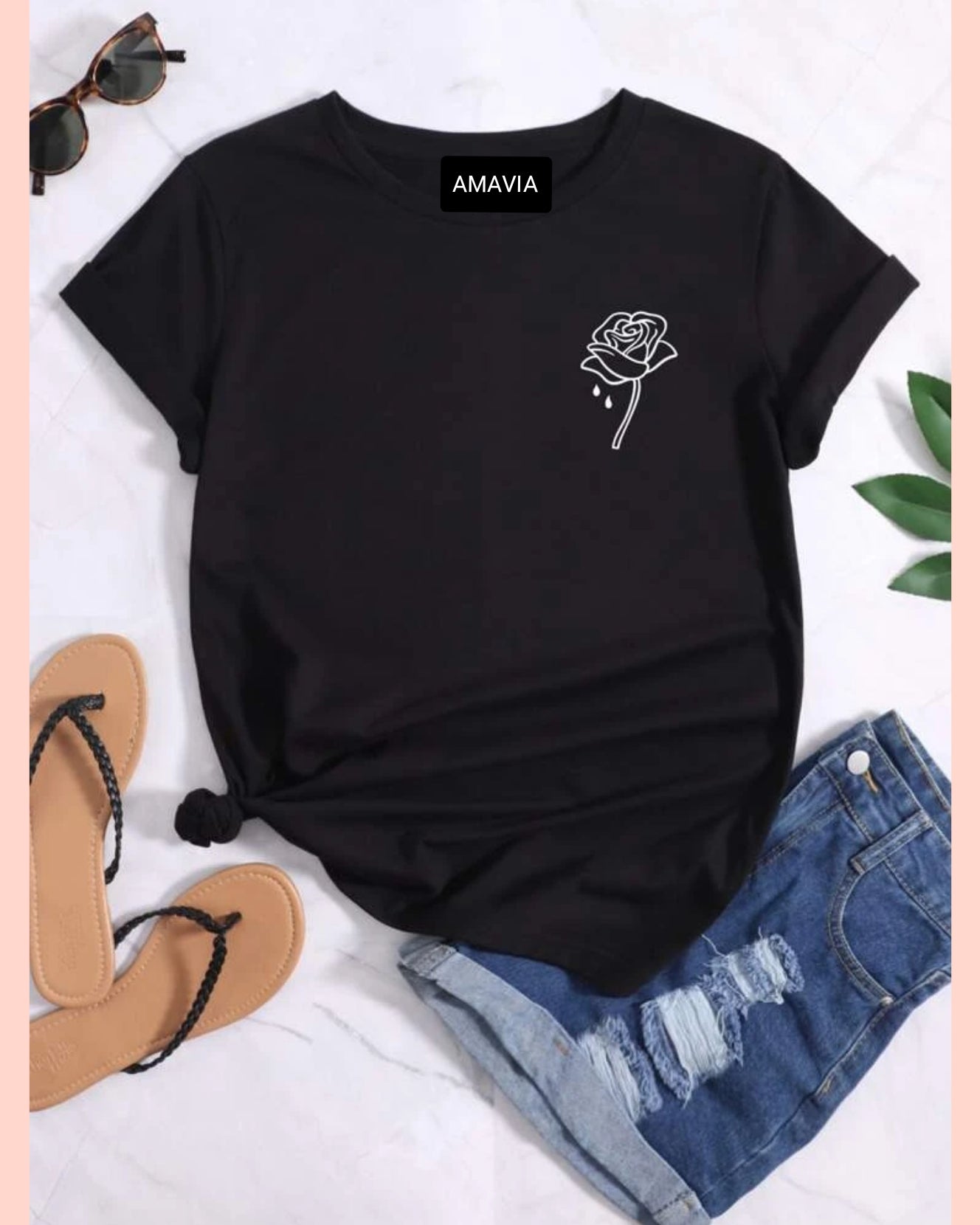 Womens Premium Cotton Printed T-Shirt in Black, featuring a stylish print and soft fabric.