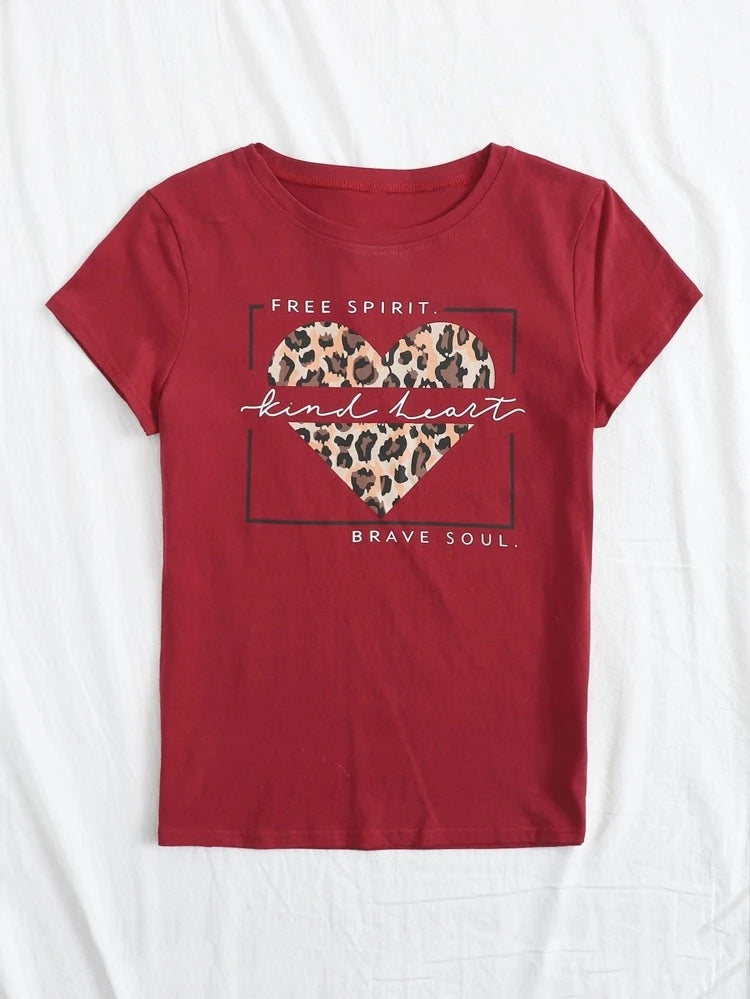 Womens Premium Cotton Printed T-Shirt in maroon color, showcasing a stylish design and soft fabric.