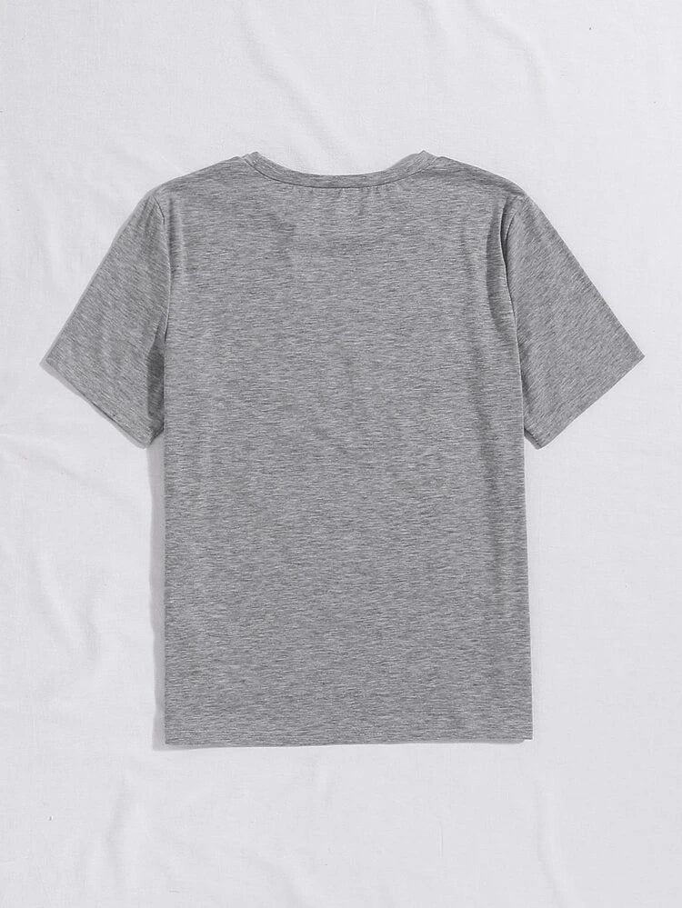 Womens Premium Cotton Printed T-Shirt in grey, featuring a stylish print and soft fabric, perfect for casual wear.