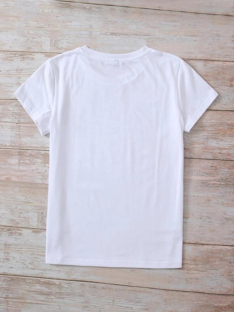 Womens Premium Cotton Printed T-Shirt in white, featuring a stylish print design, perfect for casual wear.